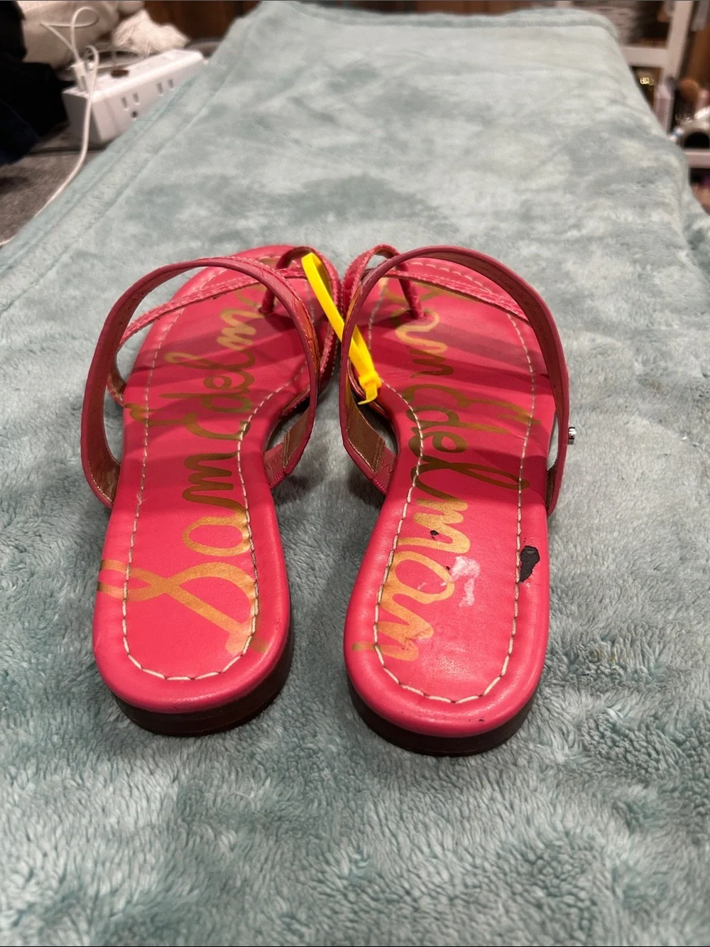 Sam Edelman Pink Croc-Embossed Slide Sandals - Picture 5 of 9